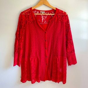 Red Lucky Brand lace top